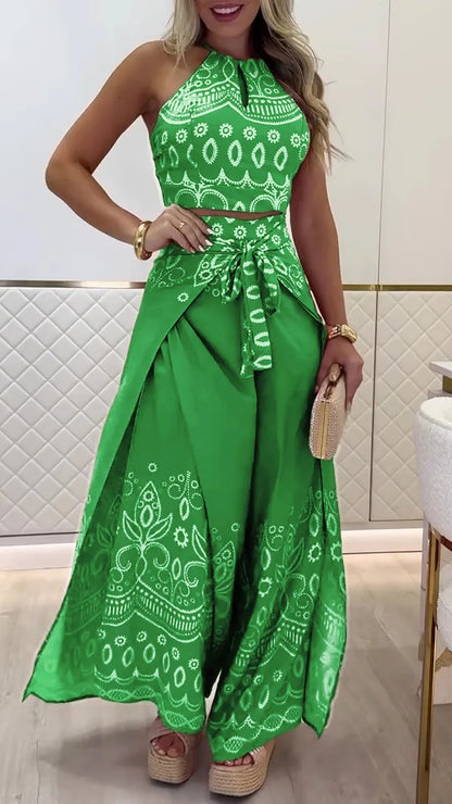 Women's Vintage Printed Holiday Casual Three-Piece Suits - MYSTERYBOXS