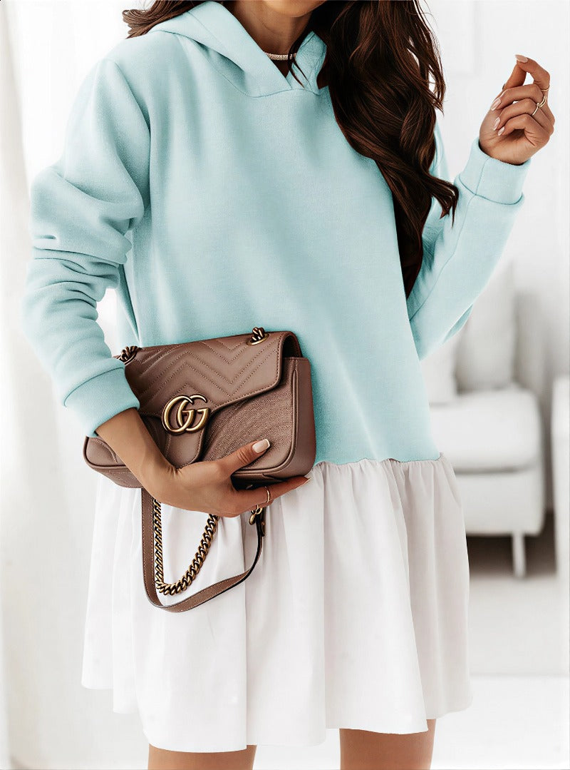 Stylish hoodie patchwork dress
