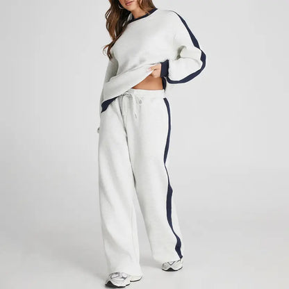 Structured Drop-Shoulder Color-Block Fleece Set