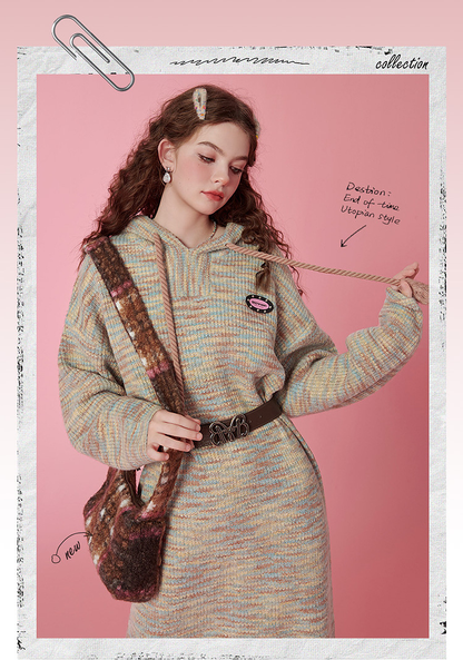 Autumn and winter colorful hooded sweater dress - MYSTERYBOXS