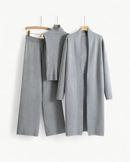 Turtle Neck Knit Tank 3-Piece Cardigan Set