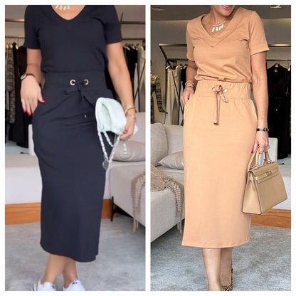 🌸Summer Sale🌸Women's V-Neck Tops and Skirts - MYSTERYBOXS