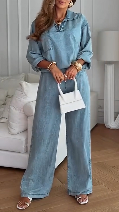 Women's Half-open Denim Casual Suit - MYSTERYBOXS