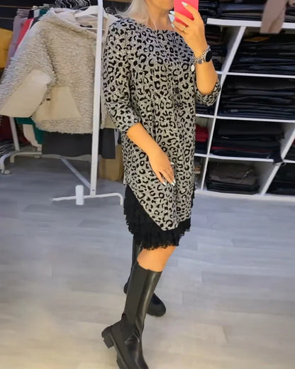 Slimming leopard print dress - MYSTERYBOXS