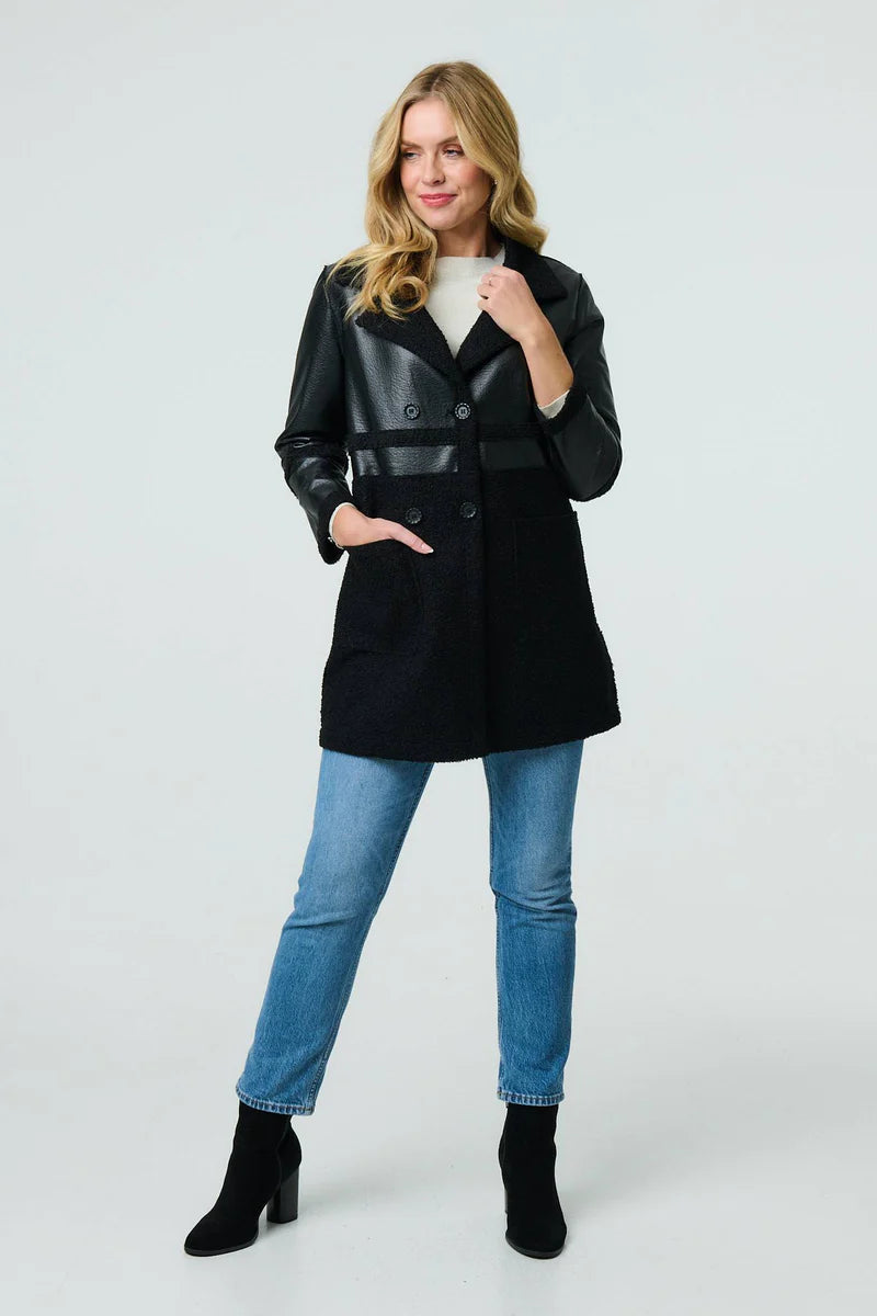 Structured Leather & Suede Coat