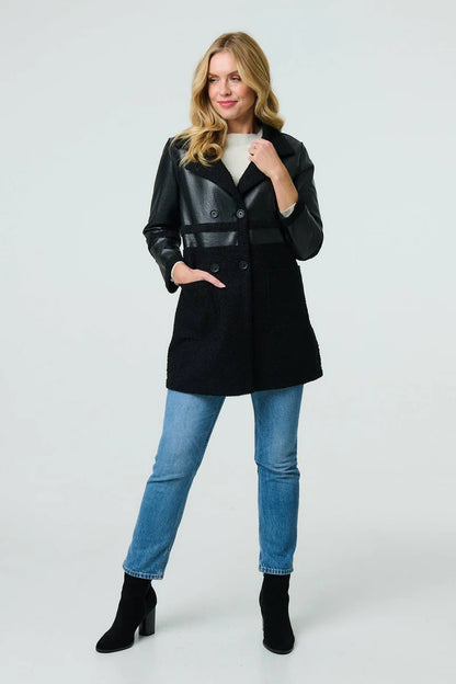 Structured Leather & Suede Coat