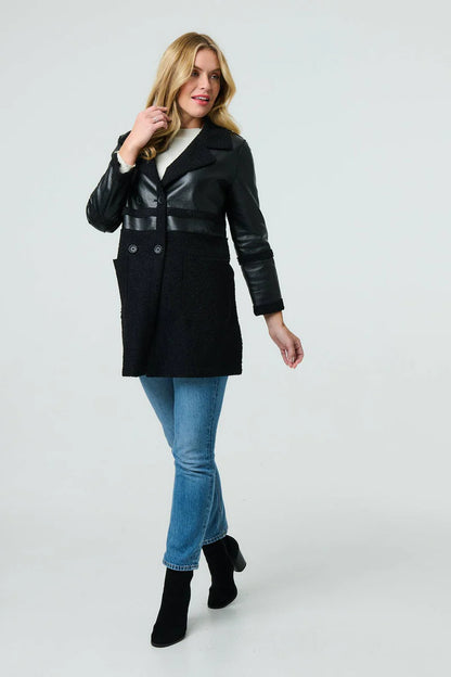 Structured Leather & Suede Coat