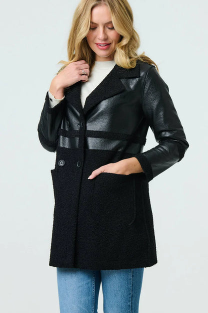 Structured Leather & Suede Coat
