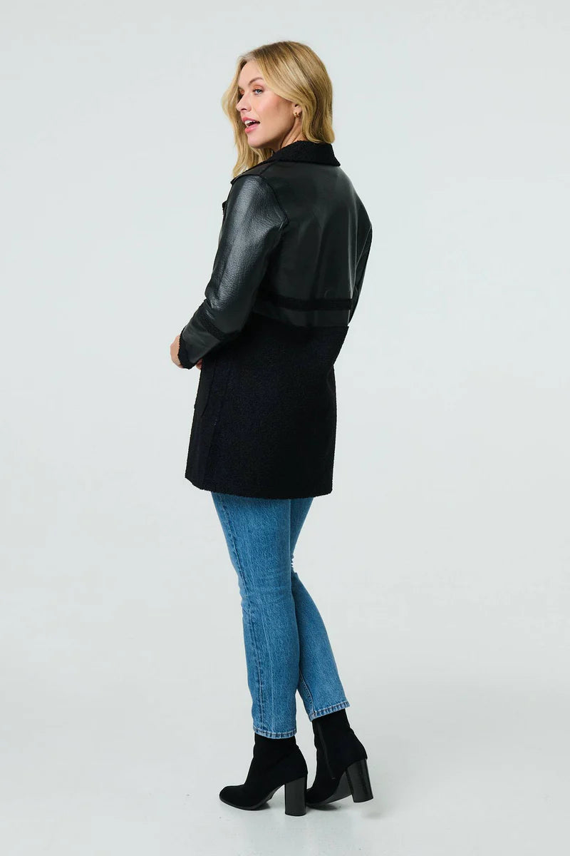 Structured Leather & Suede Coat