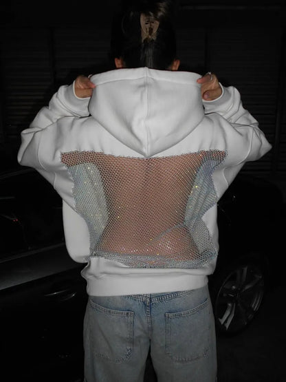 Crystal mesh hoodie