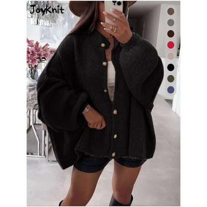 Chic Women's Round-Neck Sweater Coat