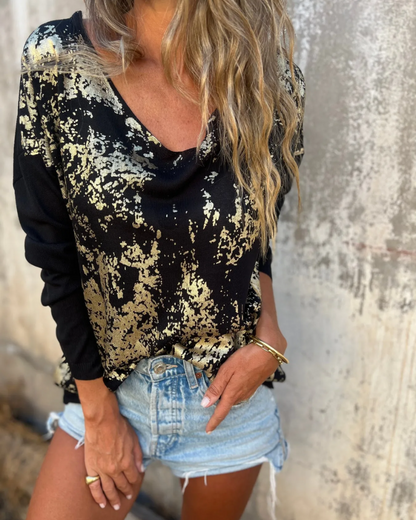 BANGLI - Casual Washed-Pattern Knit Top