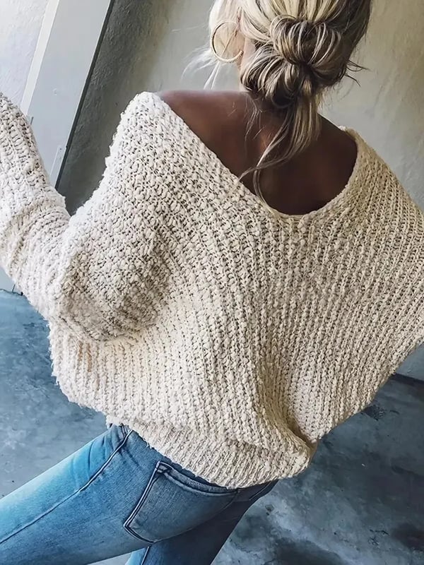 Women's Off-the-Shoulder Sweater Loose Lightweight Pullover Top