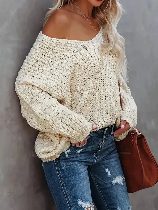 Women's Off-the-Shoulder Sweater Loose Lightweight Pullover Top
