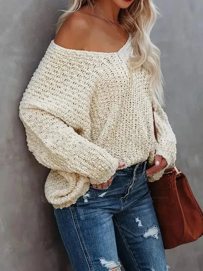 Women's Off-the-Shoulder Sweater Loose Lightweight Pullover Top
