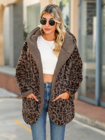Leopard print hooded jacket