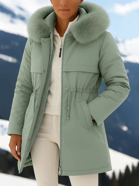 Outfits Cotton-padded Jacket Medium and Long, Large Fur Collar, Down Cotton-padded Jacket.