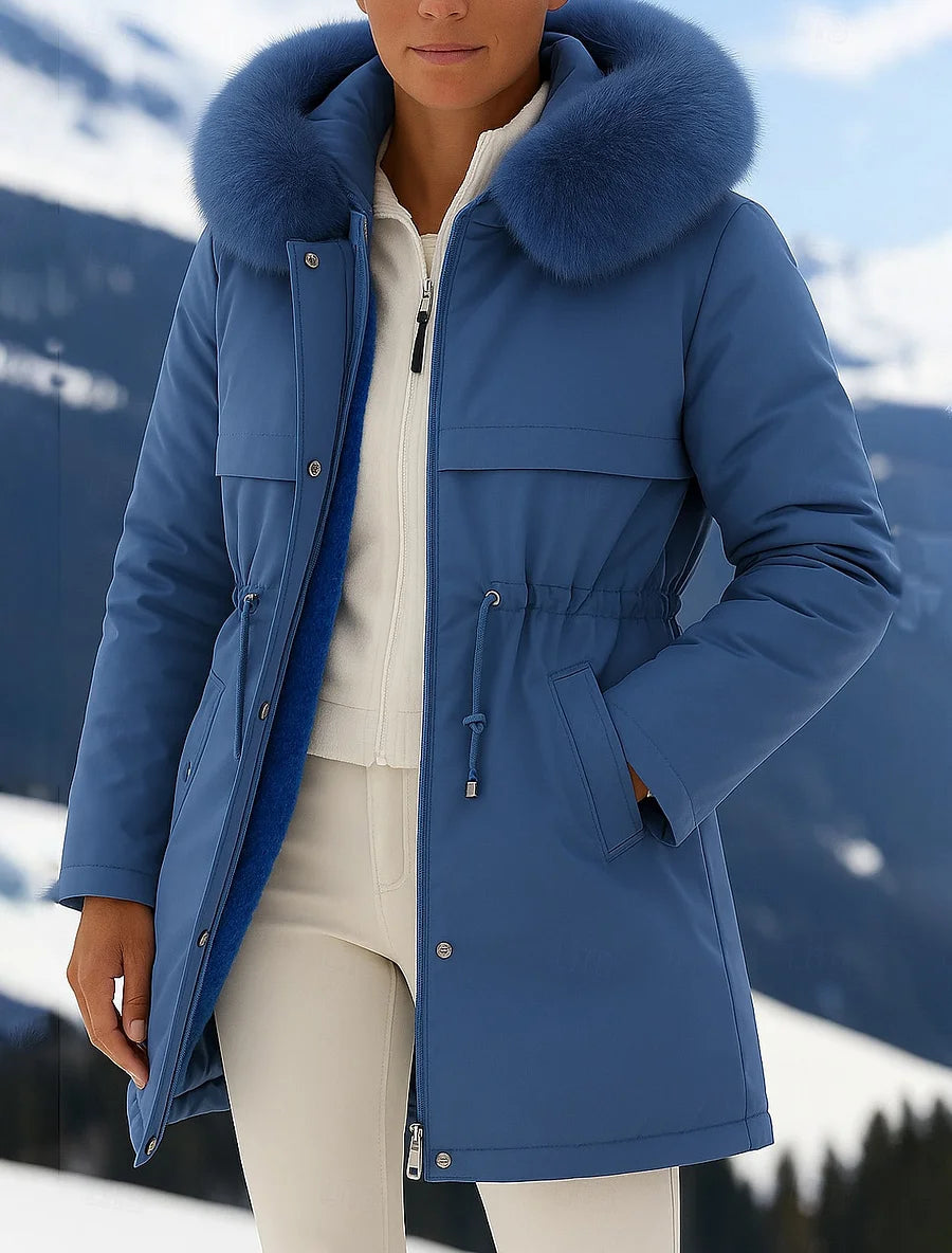 Outfits Cotton-padded Jacket Medium and Long, Large Fur Collar, Down Cotton-padded Jacket.