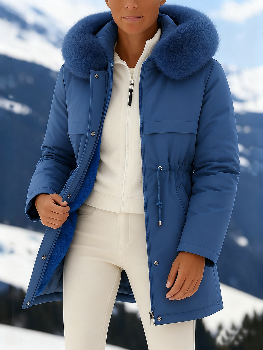 Outfits Cotton-padded Jacket Medium and Long, Large Fur Collar, Down Cotton-padded Jacket.