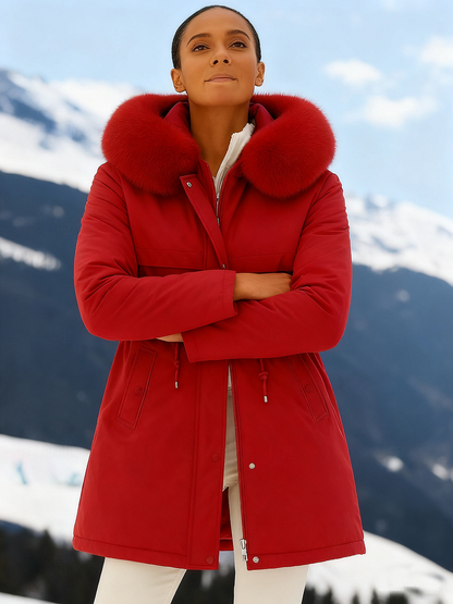 Outfits Cotton-padded Jacket Medium and Long, Large Fur Collar, Down Cotton-padded Jacket.