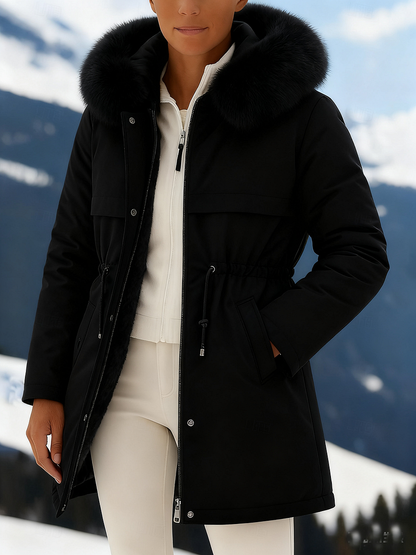 Outfits Cotton-padded Jacket Medium and Long, Large Fur Collar, Down Cotton-padded Jacket.