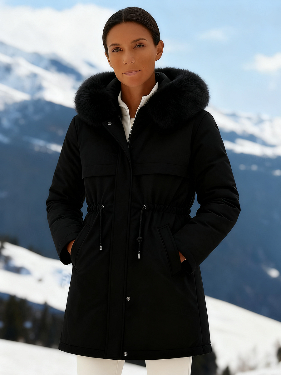Outfits Cotton-padded Jacket Medium and Long, Large Fur Collar, Down Cotton-padded Jacket.