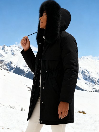 Outfits Cotton-padded Jacket Medium and Long, Large Fur Collar, Down Cotton-padded Jacket.