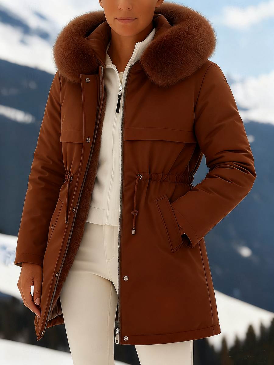 Outfits Cotton-padded Jacket Medium and Long, Large Fur Collar, Down Cotton-padded Jacket.