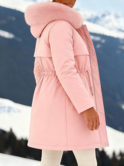 Outfits Cotton-padded Jacket Medium and Long, Large Fur Collar, Down Cotton-padded Jacket.