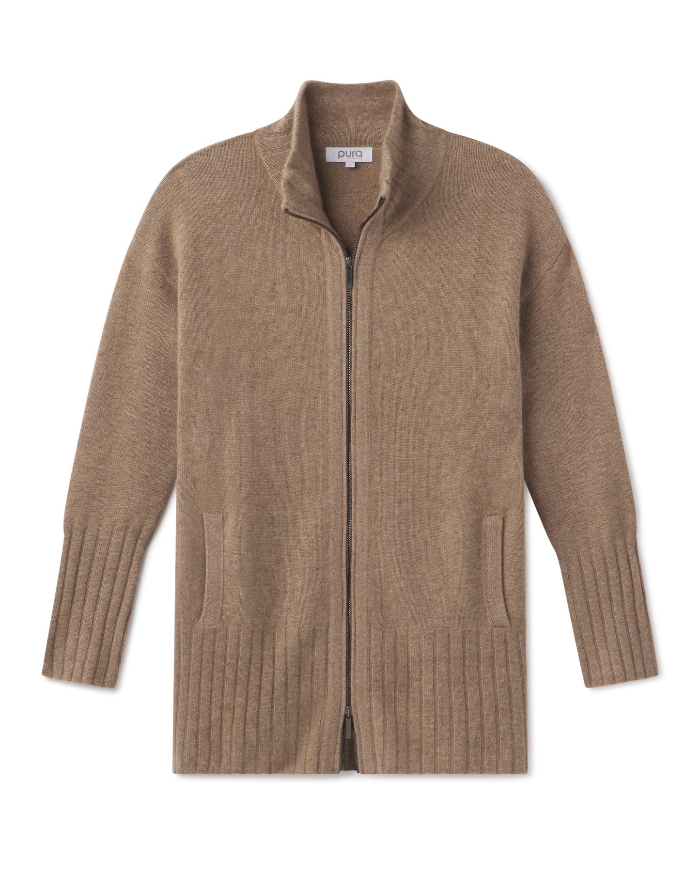 Cashmere Zip Up Cardigan
