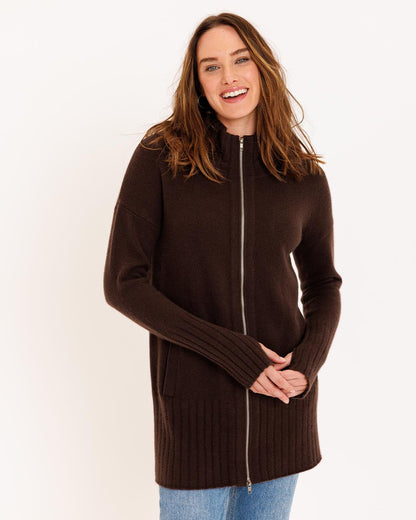 Cashmere Zip Up Cardigan