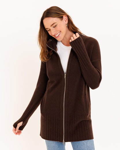 Cashmere Zip Up Cardigan