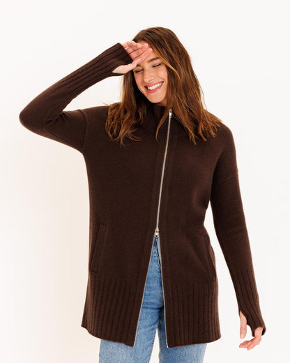 Cashmere Zip Up Cardigan