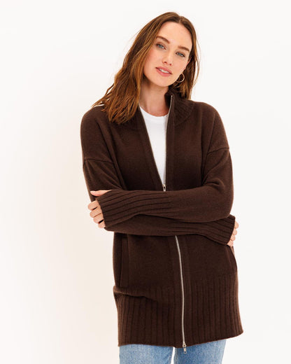 Cashmere Zip Up Cardigan