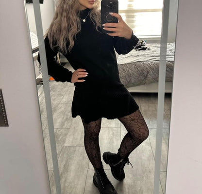 Imily Bela Women's 2 Piece Outfits 2025 Long Sleeve Mock Neck Ribbed Sweaters And Mini Skirt Two Piece Sets