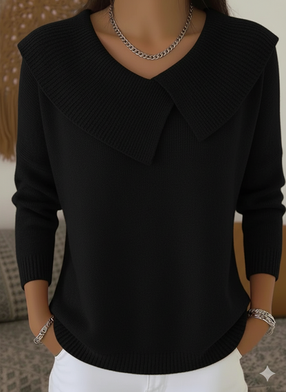 Women's Retro Soft Round Neck Solid Color Sweater