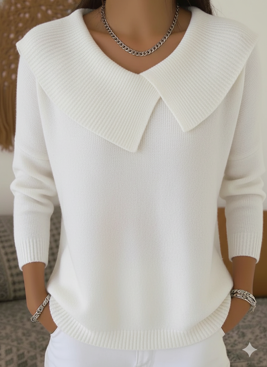 Women's Retro Soft Round Neck Solid Color Sweater