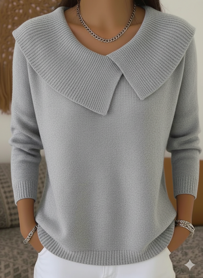Women's Retro Soft Round Neck Solid Color Sweater