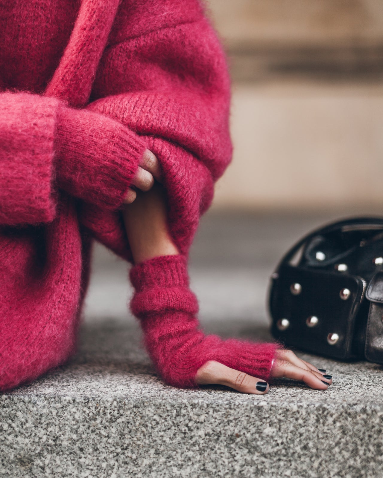 Deep V Mohair Knitted Sweater