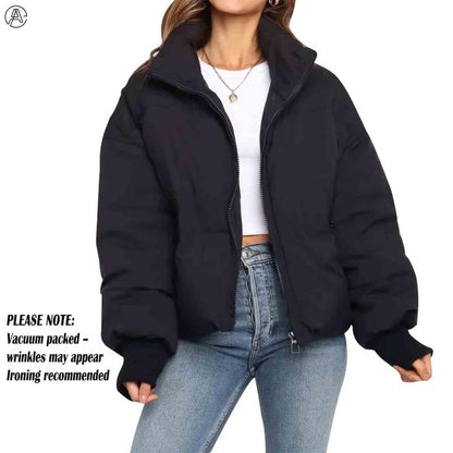 Arssm Women’s Cropped Quilted Jacket – Lightweight Zip-Up Winter Coat for Cozy