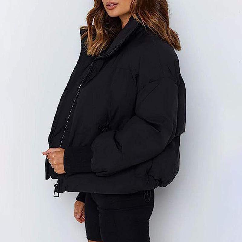 Arssm Women’s Cropped Quilted Jacket – Lightweight Zip-Up Winter Coat for Cozy