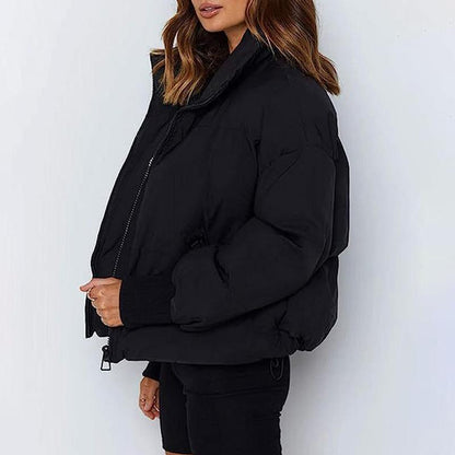 Arssm Women’s Cropped Quilted Jacket – Lightweight Zip-Up Winter Coat for Cozy