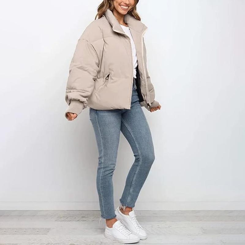 Arssm Women’s Cropped Quilted Jacket – Lightweight Zip-Up Winter Coat for Cozy