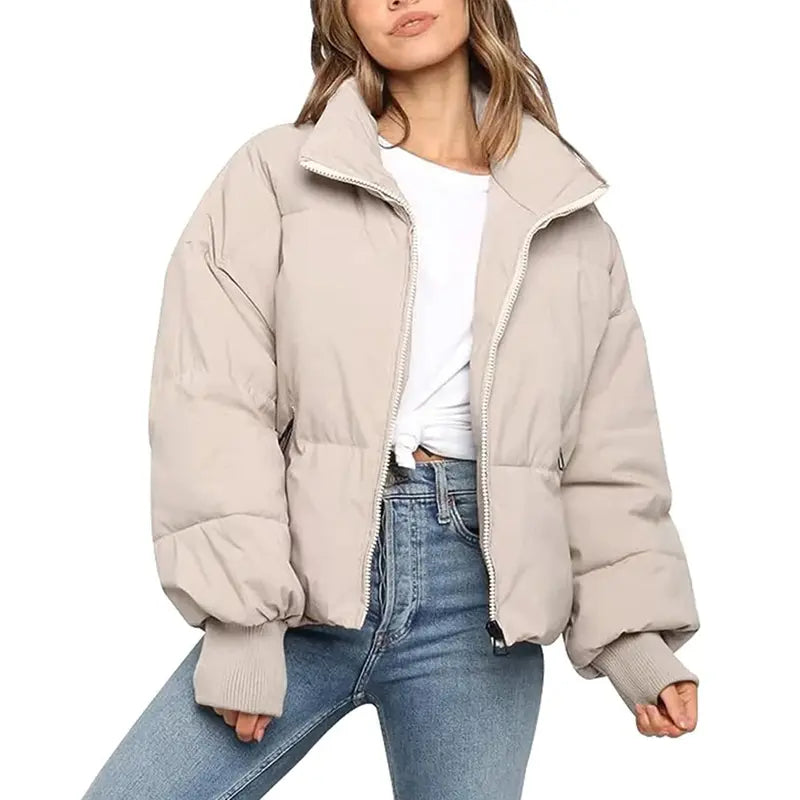 Arssm Women’s Cropped Quilted Jacket – Lightweight Zip-Up Winter Coat for Cozy
