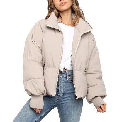 Arssm Women’s Cropped Quilted Jacket – Lightweight Zip-Up Winter Coat for Cozy