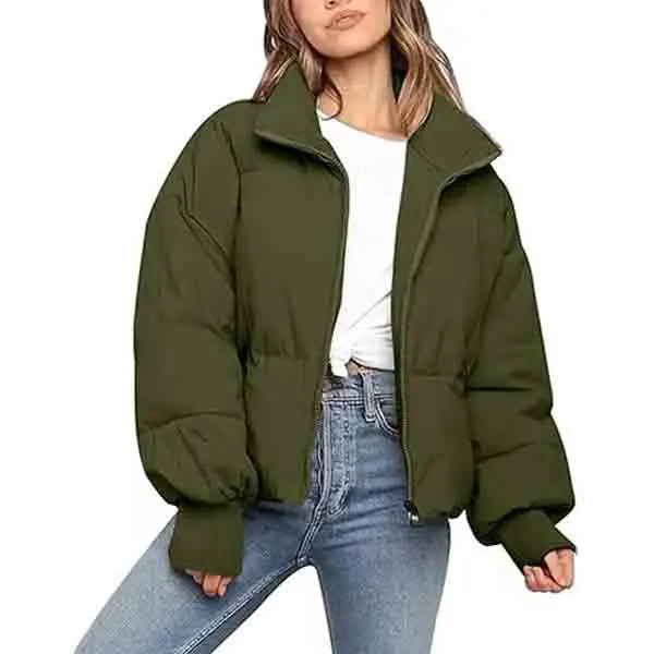 Arssm Women’s Cropped Quilted Jacket – Lightweight Zip-Up Winter Coat for Cozy