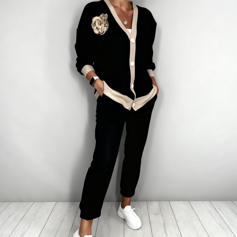 V-neck top and high-waisted pants - MYSTERYBOXS