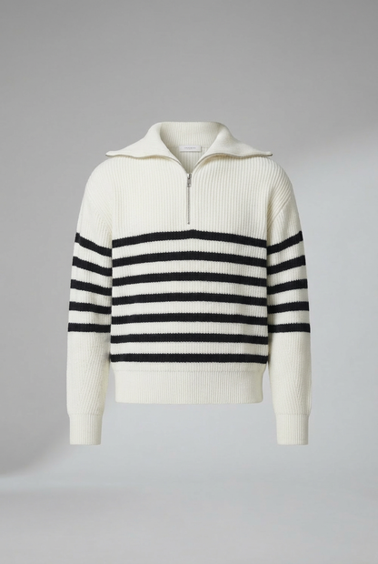 Striped Zip Up Sweater - MYSTERYBOXS