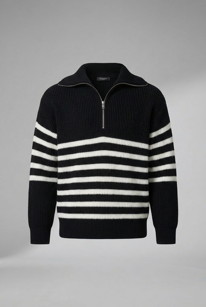 Striped Zip Up Sweater - MYSTERYBOXS