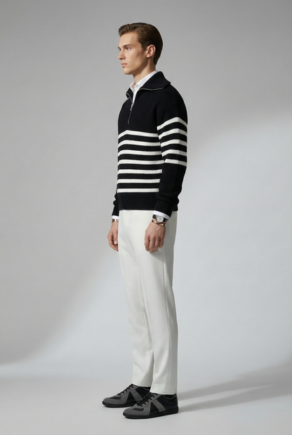 Striped Zip Up Sweater - MYSTERYBOXS